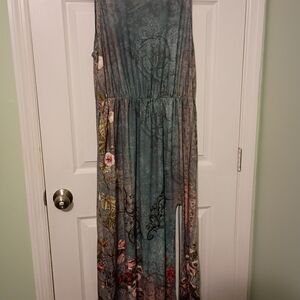 Floral Maxi Dress in Blue and Pink